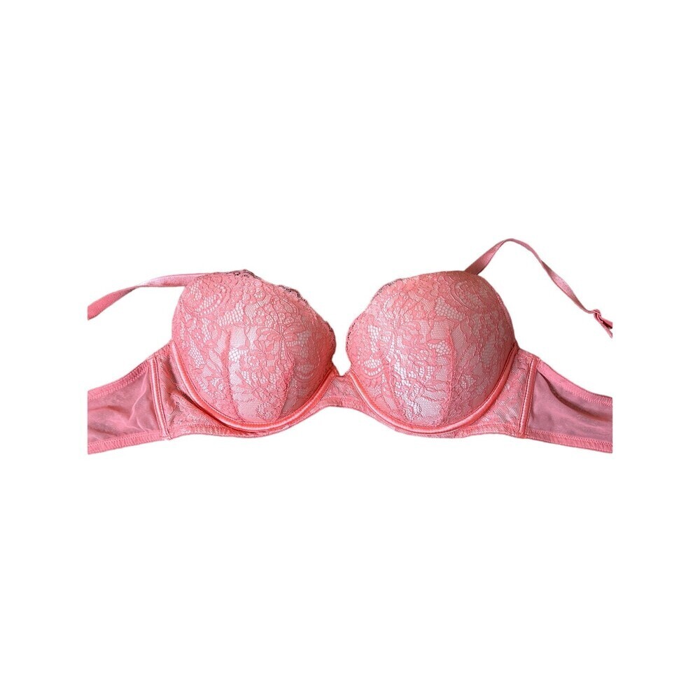 Victoria's Secret bra SZ 36C lace push up underwire padded pink Sexy